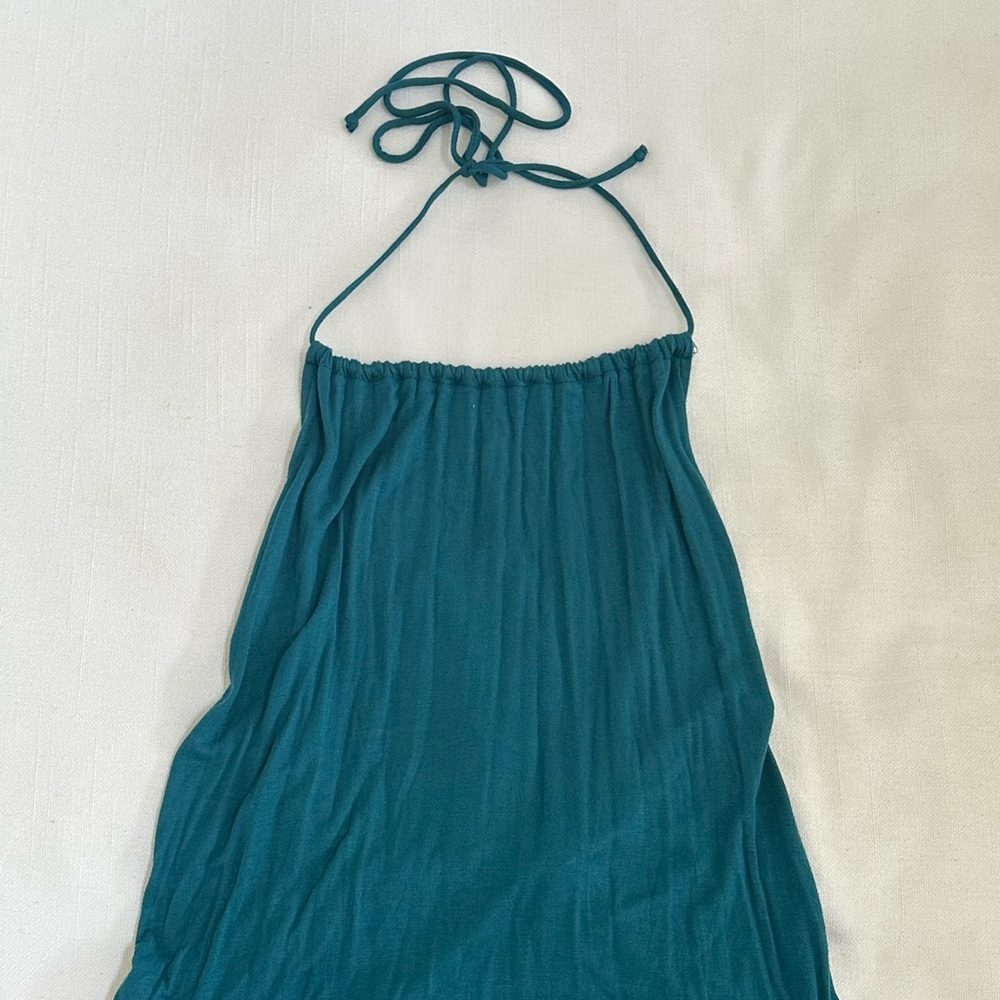 Phanuel teal floor length dress size L halter tie top